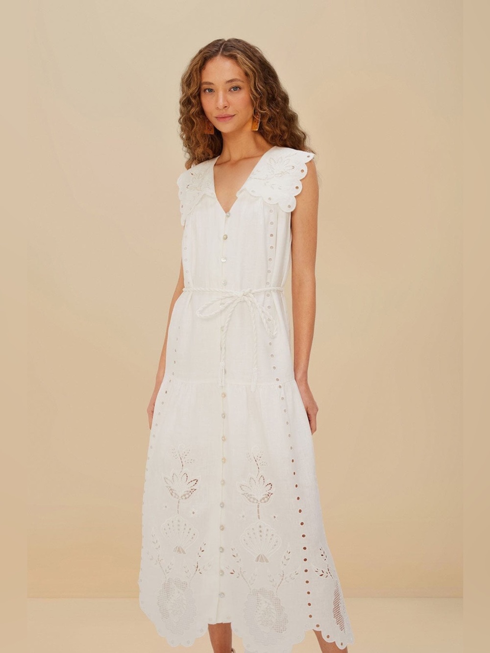 Farm Rio: OFF WHITE SLEEVELESS MAXI DRESS - Picture 2 of 10